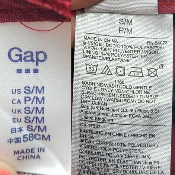 GAP Velvet Baseball Cap Red Delicious S/M Adjustable 58cm Burgundy Maroon Glam - Picture 3 of 8